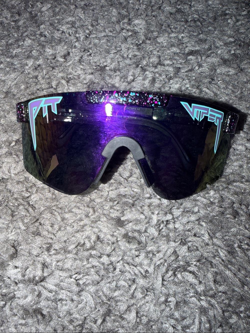Pit Viper Purple Shield Sunglasses with Teal Logos